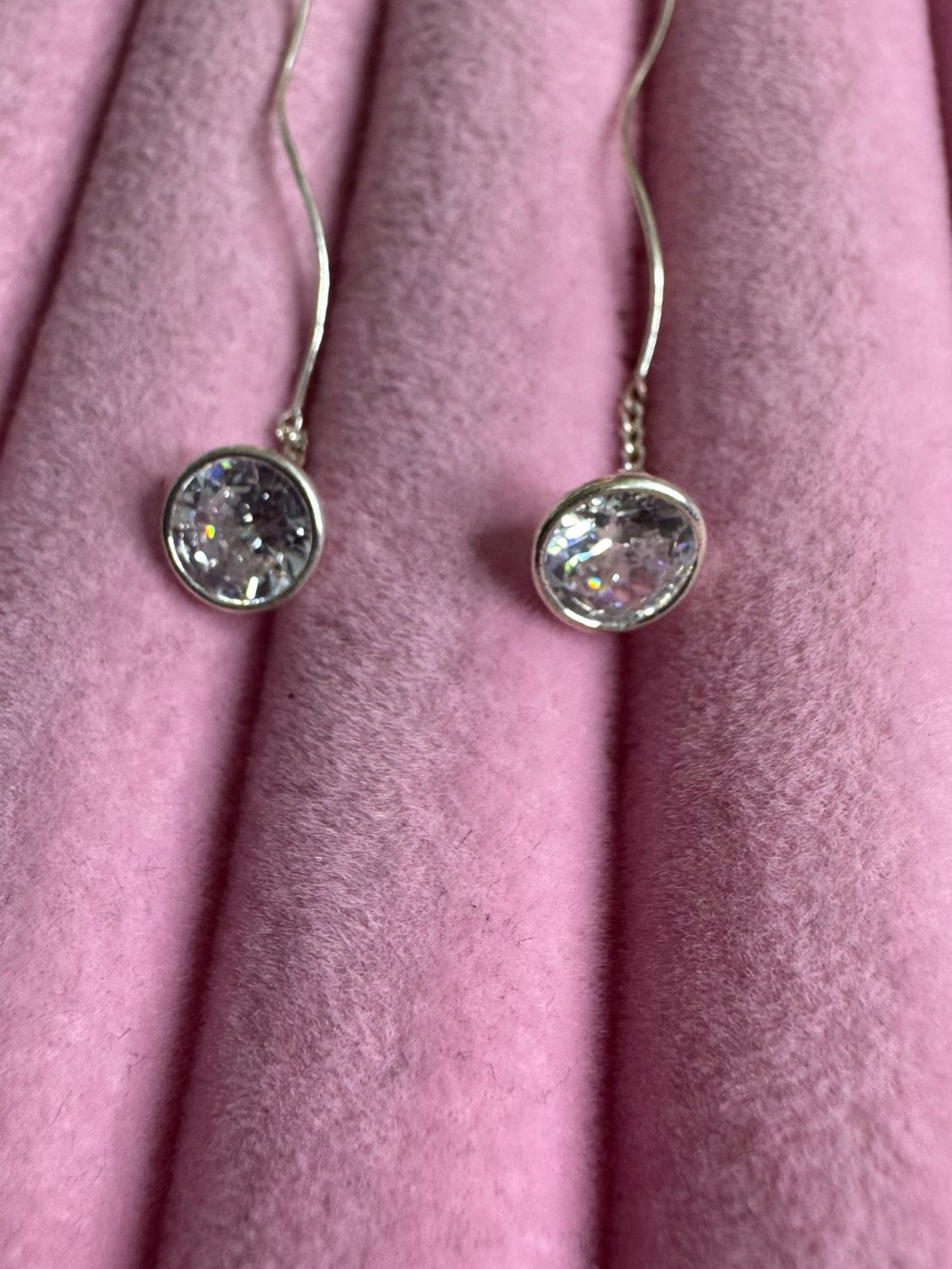 Sterling Silver Crystal Drop Earrings - Clear